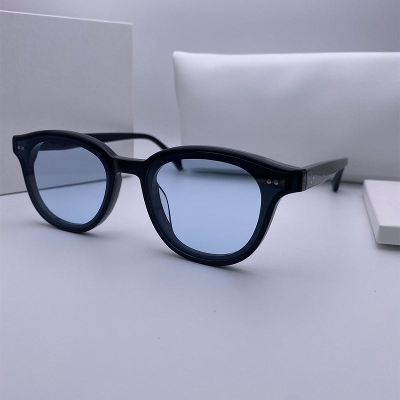 Generic 2024 GM Classic Round Frame Jade Lightweight Sunglasses UV Protection Blue