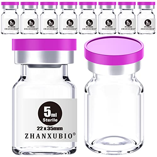 ZHANXUBIO Sterile Empty Vials with Self Healing Injection Port and Aluminum Plastic Cap,Sterile Package (5ml Clear 10PCS) - Image 1
