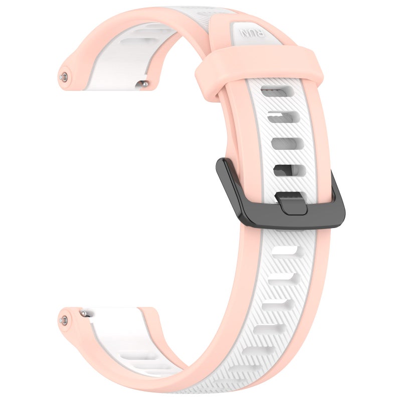 S-TOP For Garmin VivoMove Trend 20mm Two Color Textured Silicone Watch Band(White+Pink) - Image 2