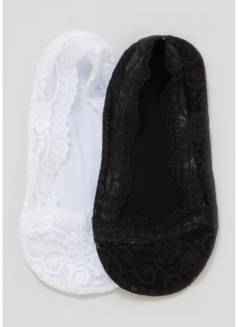 Matalan 2 Pack Lace Invisible Socks