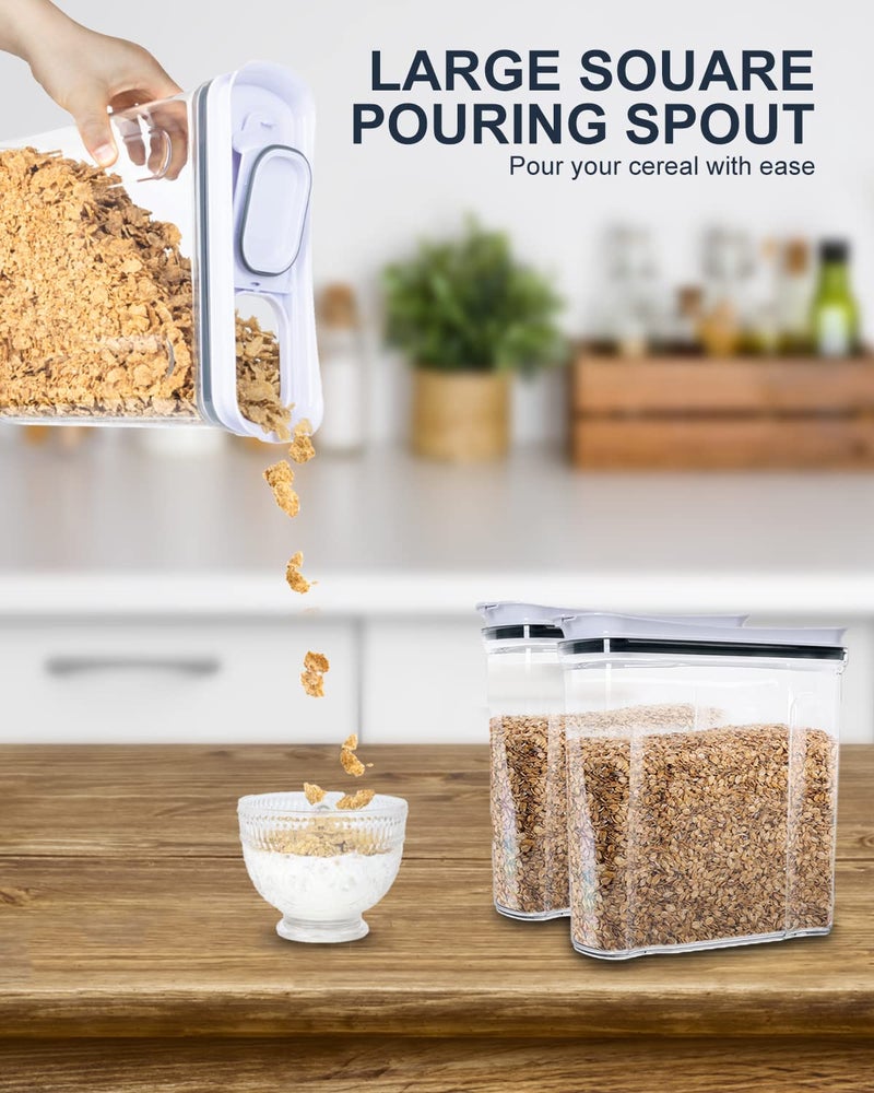 Fresh Keeper FreshKeeper Cereal Containers Storage Set  Airtight Food Storage Container with Lid 4L/135.2oz  2PCS BPA-FREE Plastic Pantry Organization Canisters for Rice Cereal Flour Sugar Dry Food in Kitchen - Image 2
