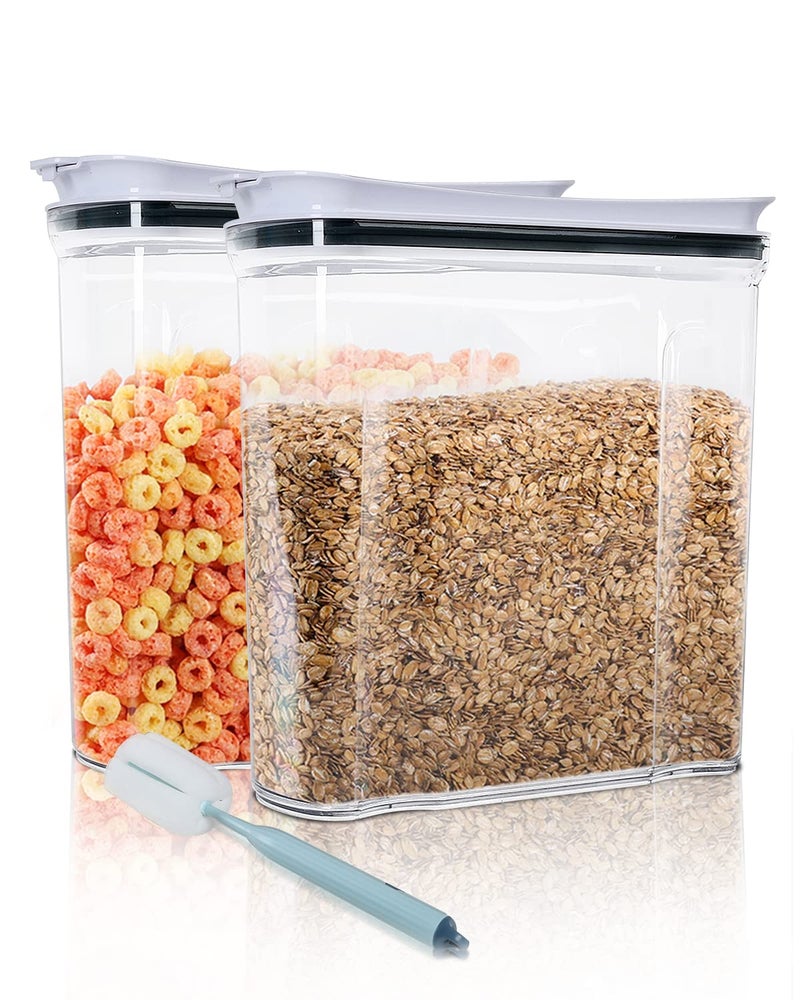Fresh Keeper FreshKeeper Cereal Containers Storage Set  Airtight Food Storage Container with Lid 4L/135.2oz  2PCS BPA-FREE Plastic Pantry Organization Canisters for Rice Cereal Flour Sugar Dry Food in Kitchen - Image 1