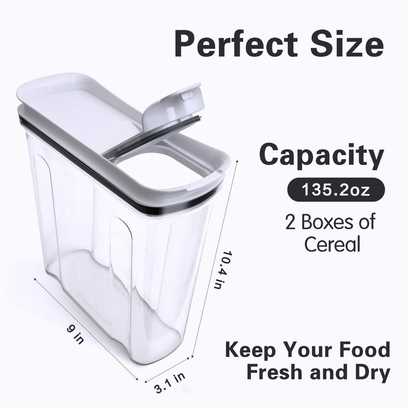 Fresh Keeper FreshKeeper Cereal Containers Storage Set  Airtight Food Storage Container with Lid 4L/135.2oz  2PCS BPA-FREE Plastic Pantry Organization Canisters for Rice Cereal Flour Sugar Dry Food in Kitchen - Image 3