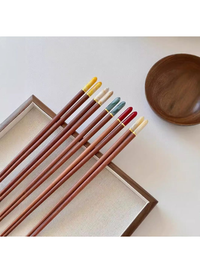 High Quality! Top Red Sandalwood Chopsticks Household High-end Restaurant Available Wholesale-Color:Red Sandalwood Glass Chopsticks Yellow-Specifications:24cm  - Image 5