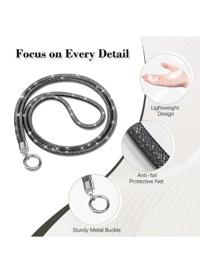 Phone Crossbody Lanyard, Crystal Phone Lanyard with Full Rhinestone Bling Glitter, Bling Phone Strap for Most Phone, iPad, Handbag,Wallet, Phone Neck Holder for Women ( gray) - Image 3