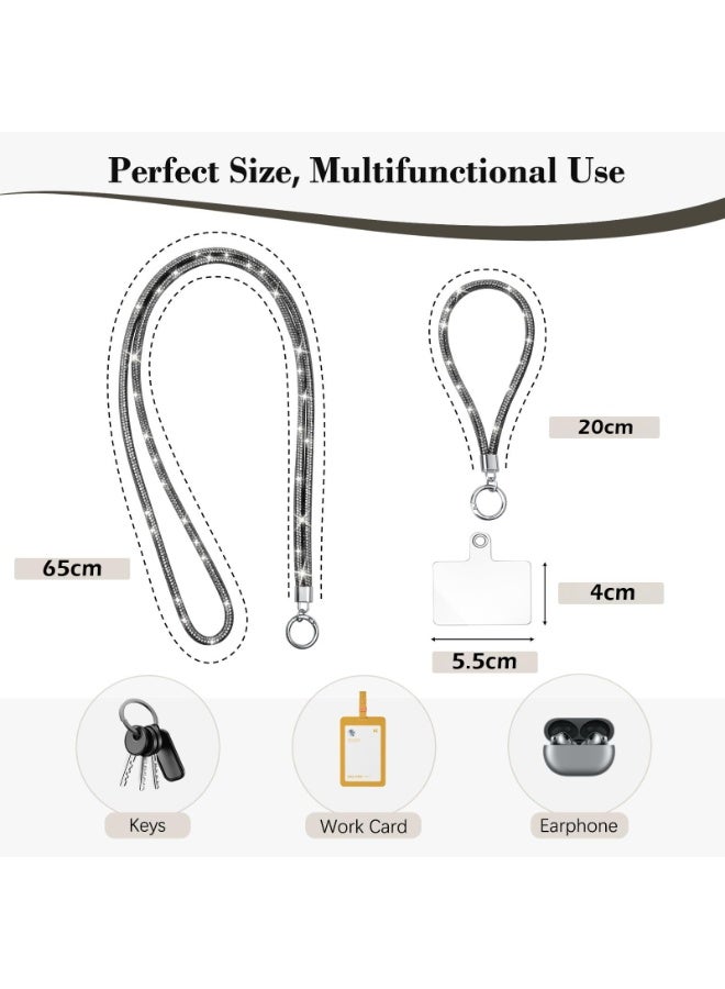 Phone Crossbody Lanyard, Crystal Phone Lanyard with Full Rhinestone Bling Glitter, Bling Phone Strap for Most Phone, iPad, Handbag,Wallet, Phone Neck Holder for Women ( gray) - Image 2
