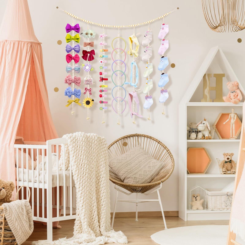 KLOGTSIND Hanging Photo Display, Macrame Wall Decor with Lights, 50 Clips - Image 5