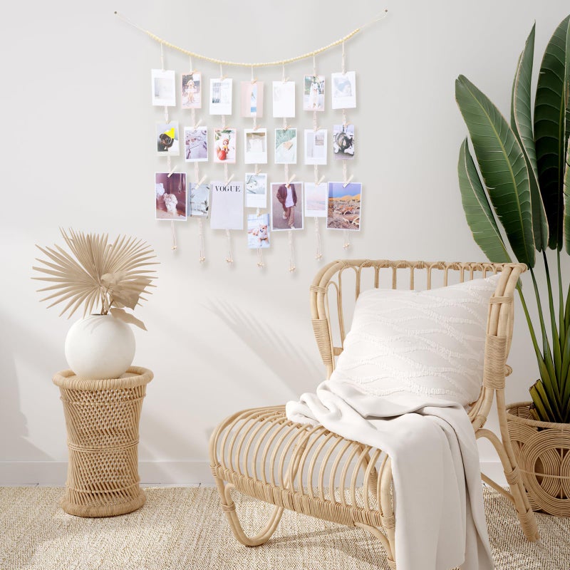 KLOGTSIND Hanging Photo Display, Macrame Wall Decor with Lights, 50 Clips - Image 4