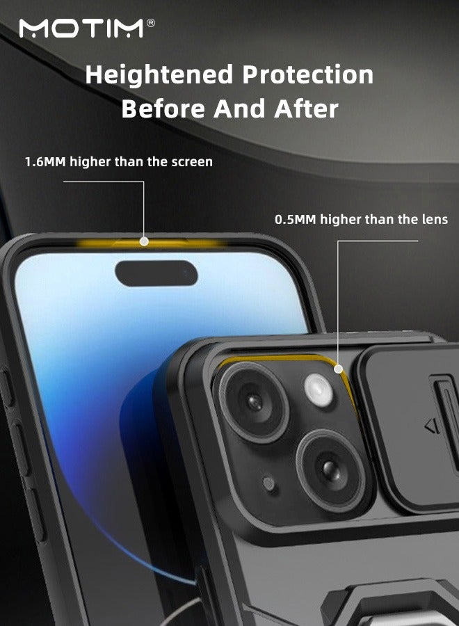 Motim iPhone 15 Case with Slide Camera Cover and Invisible Stand, Phone Case Cover for iPhone 15 with Magnetic Car Mount Holder, Top Grade Heavy Duty Protective Kickstand  - Image 5