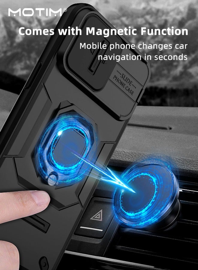Motim iPhone 15 Case with Slide Camera Cover and Invisible Stand, Phone Case Cover for iPhone 15 with Magnetic Car Mount Holder, Top Grade Heavy Duty Protective Kickstand  - Image 3