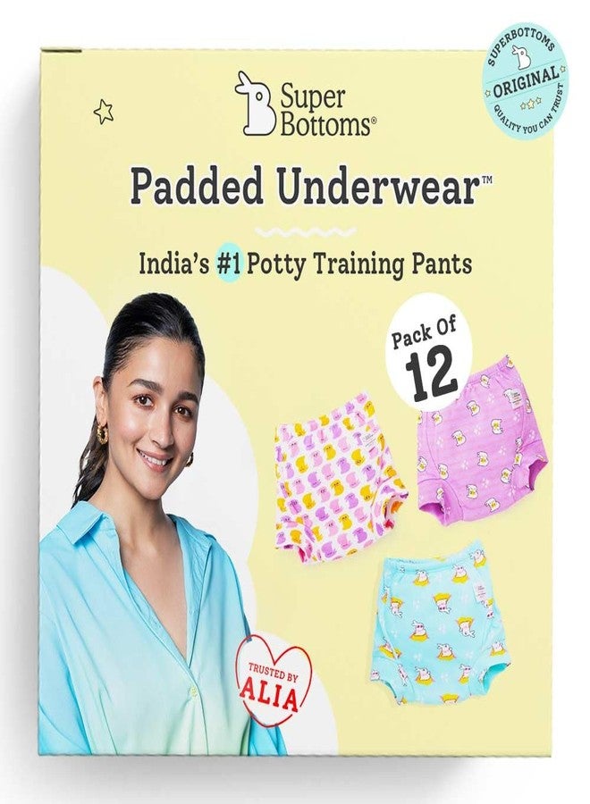 superbottoms Padded Underwear for Babies & Toddlers (1-2 Years), 3 Layers of Premium Cotton & DryFeel Layer, Ideal for Diaper-Free Time & Mess-Free Potty Training Pants, Pack of 12 - Image 1