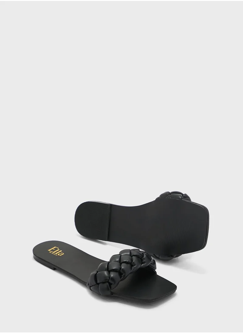 ايلا Plaited Square Toe Flat Sandal
