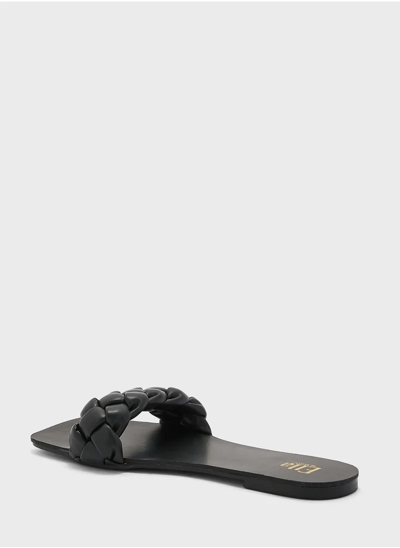 ايلا Plaited Square Toe Flat Sandal