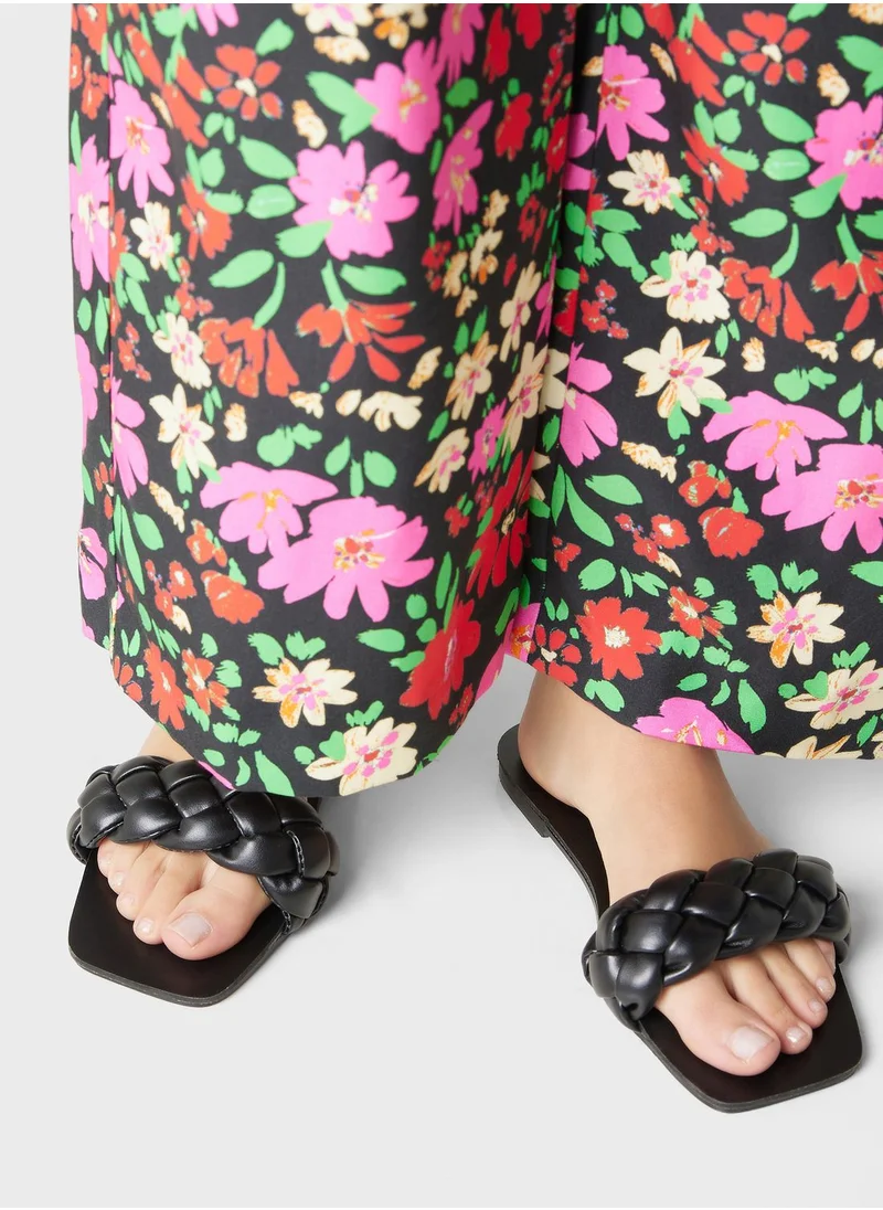 ايلا Plaited Square Toe Flat Sandal