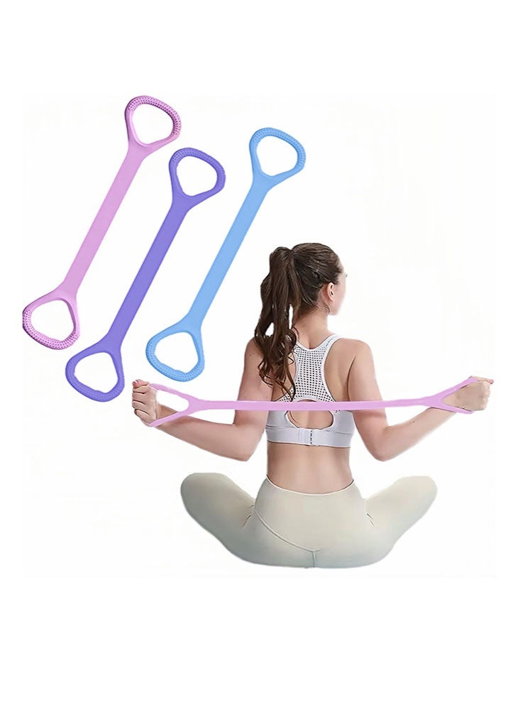 meayul Figure 8 Fitness Resistance Band, 3 Pcs Strength Training Resistance Band, Elastic Bands for Working Out, Arm, Back Training Elastic Ropes, Exercise Equipment for Yoga, Pilates, Physical Therapy, Stretching - Image 1