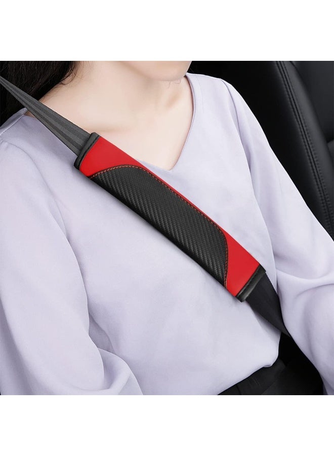 2PCS Car Seat Belt Cover, Carbon Fiber Seatbelt Shoulder Strap Covers, Breathable Leather Soft Harness Pad Protect Your Neck and Shoulder Compatible with Cars - Image 5