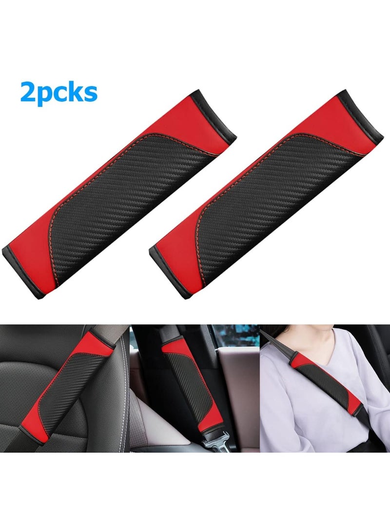 2PCS Car Seat Belt Cover, Carbon Fiber Seatbelt Shoulder Strap Covers, Breathable Leather Soft Harness Pad Protect Your Neck and Shoulder Compatible with Cars - Image 3