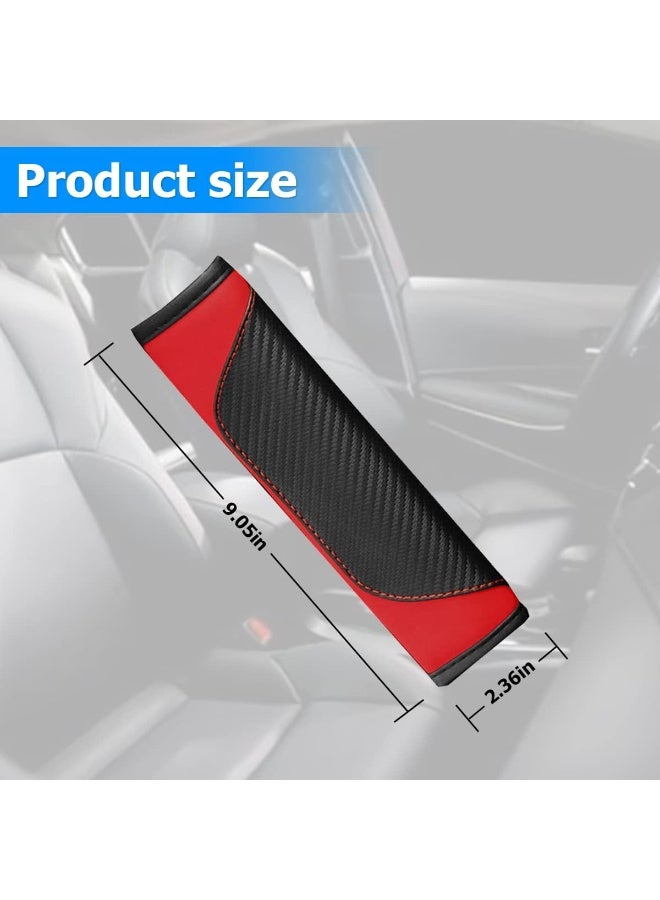 2PCS Car Seat Belt Cover, Carbon Fiber Seatbelt Shoulder Strap Covers, Breathable Leather Soft Harness Pad Protect Your Neck and Shoulder Compatible with Cars - Image 2
