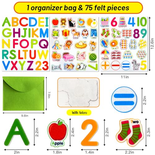 PENGFULL Felt Learning Letters Numbers Pieces75 Felt Board Pieces for Felt Flannel BoardAlphabet ABC for Toddlers for KindergartenPreschoolToddlers - Image 5