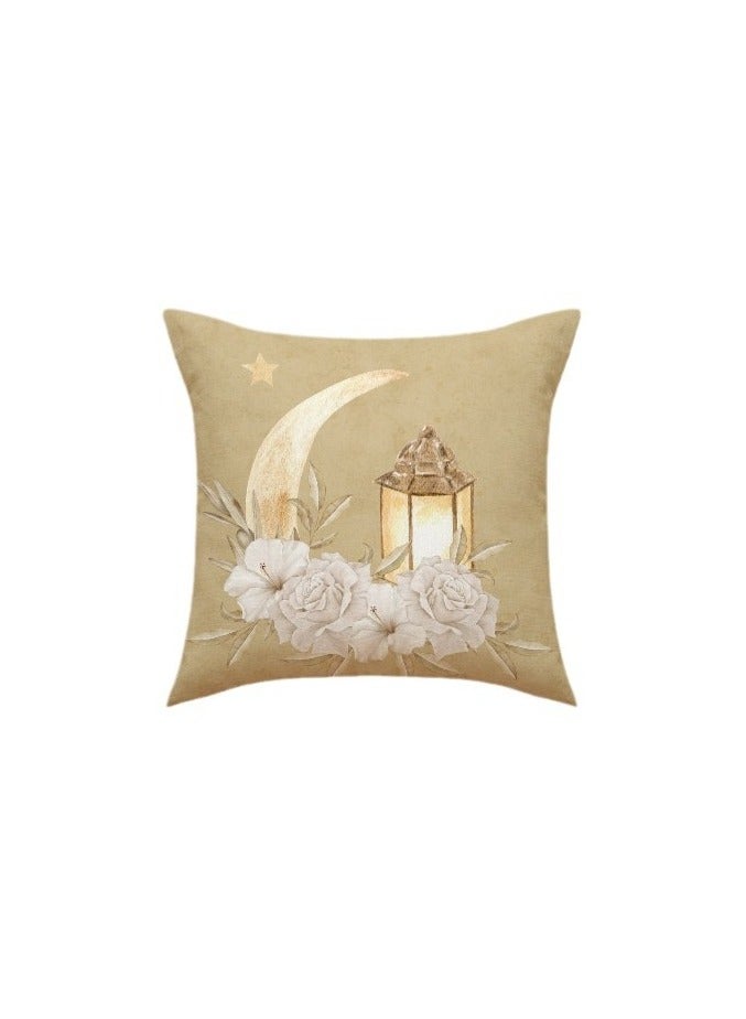 4Pcs Moon Oil Lamp Print Pillow Covers, Festival Decorative Home Cushion Cases, Breathable Linen Throw Pillow Covers for Sofa - Image 5