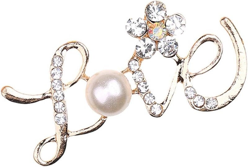 كلاراكو مجموعة من 10 أزرار لؤلؤية مرصعة بأحجار الراين بتصميم "الحب"، ذات ظهر مسطح، مثالية لتزيين حفلات الزفاف، وصنع هدايا يدوية للأمهات، وربطات الشعر، والخياطة. - Image 1