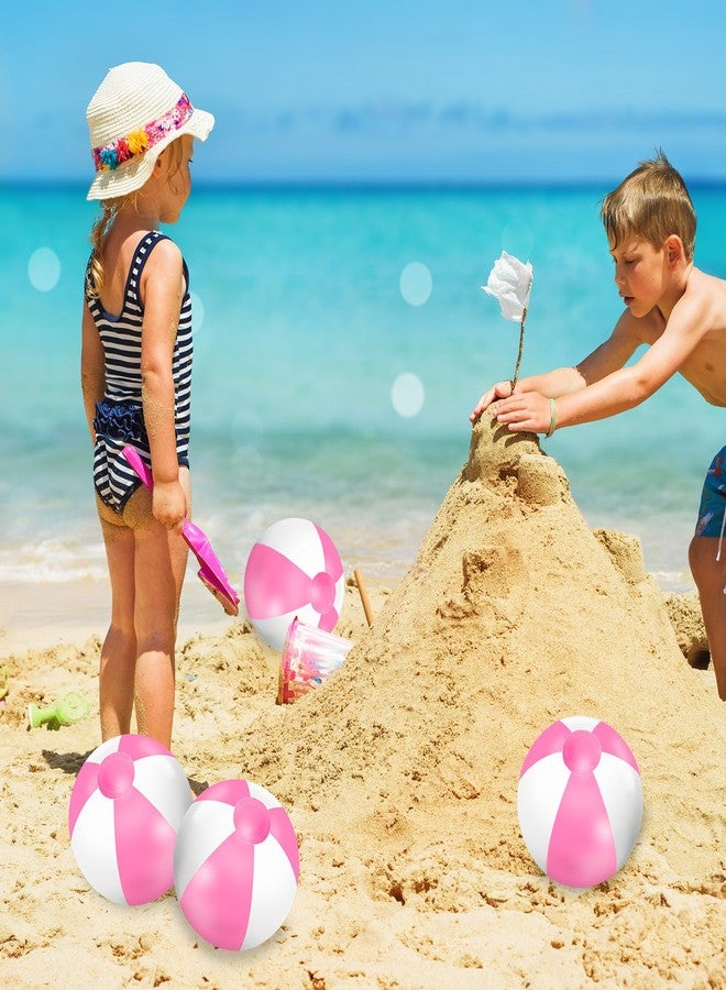 Whaline 3Pcs Pink Inflatable Beach Ball 16'' Round Pool PVC Balls Swimming Pool Balls Summer Beach Cute Game Toys for Summer Hawaiian Tropical Theme Luau Beach Party Decor - Image 3