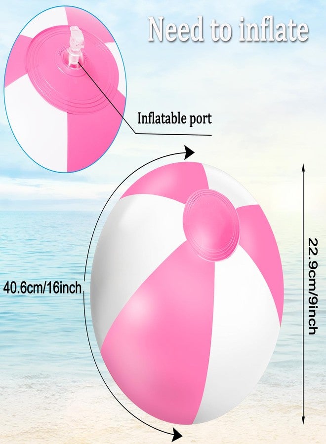 Whaline 3Pcs Pink Inflatable Beach Ball 16'' Round Pool PVC Balls Swimming Pool Balls Summer Beach Cute Game Toys for Summer Hawaiian Tropical Theme Luau Beach Party Decor - Image 2