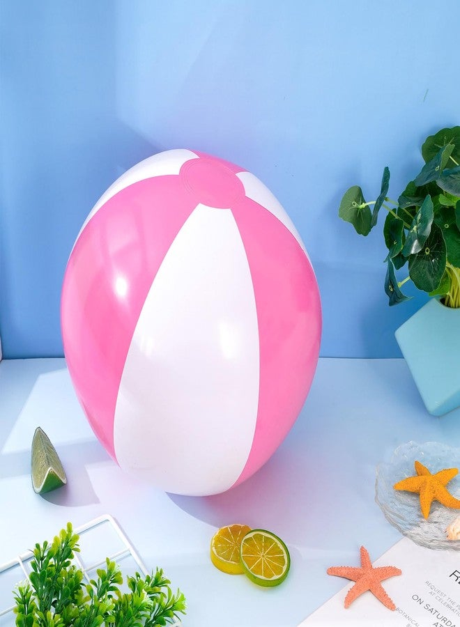 Whaline 3Pcs Pink Inflatable Beach Ball 16'' Round Pool PVC Balls Swimming Pool Balls Summer Beach Cute Game Toys for Summer Hawaiian Tropical Theme Luau Beach Party Decor - Image 5