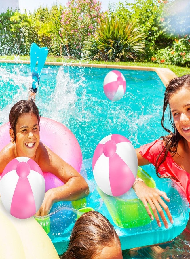 Whaline 3Pcs Pink Inflatable Beach Ball 16'' Round Pool PVC Balls Swimming Pool Balls Summer Beach Cute Game Toys for Summer Hawaiian Tropical Theme Luau Beach Party Decor - Image 4