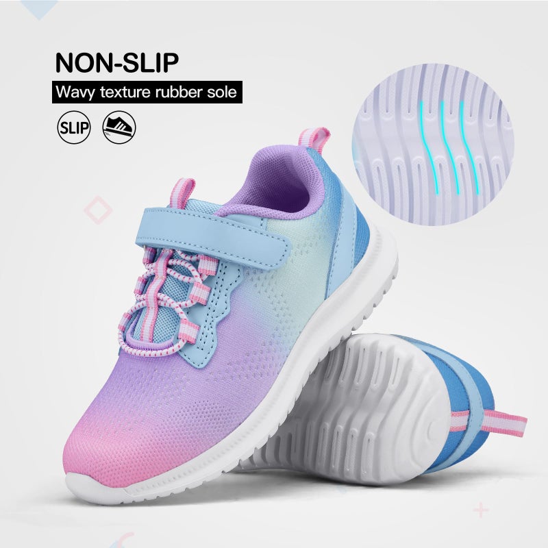RUNSIDE Girls Sneakers Lightweight Athletic Walking/Running Tennis Shoes(Toddler/Little Kid/Big Kid) Gradient Blue - Image 4