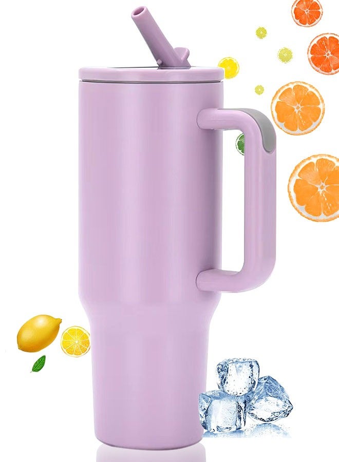 40 oz Tumbler with Handle and Flip Straw Travel Mug Cup for Water Iced Tea or Coffee Smoothie and More  - Image 1