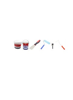 National 4pcs Paint Brush Set With National Paint Stucco 3.6 Liter & National Paint Emulsion 3.6 Liter  - Image 1