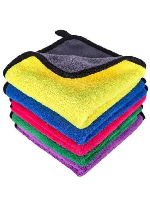 5-Piece Microfiber Cloth Set, , Multi-Color for Versatile Use – Microfiber Cleaning Cloth for Car, Kitchen, and Glass – Double-Sided Towels for Drying and Polishing, Thick and Highly Absorbent, Cleaning Cloth for Kitchen, Glass, and Wood – Dust-Resistant Silk Cloth, Wipe for Glass, Wood Polish – Microfiber Kitchen Towels – Microfiber Towel