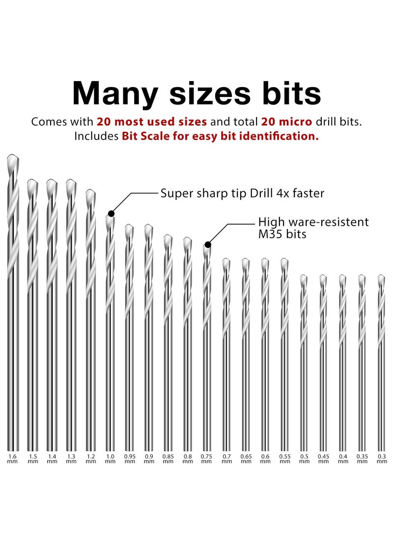 Generic - 40-Piece 0.3-1.6 mm Mini Drill Bit Set, Drill Bits Small Shank Twist Drill, High Speed Steel Boards Tiny Drill Bits - Image 1