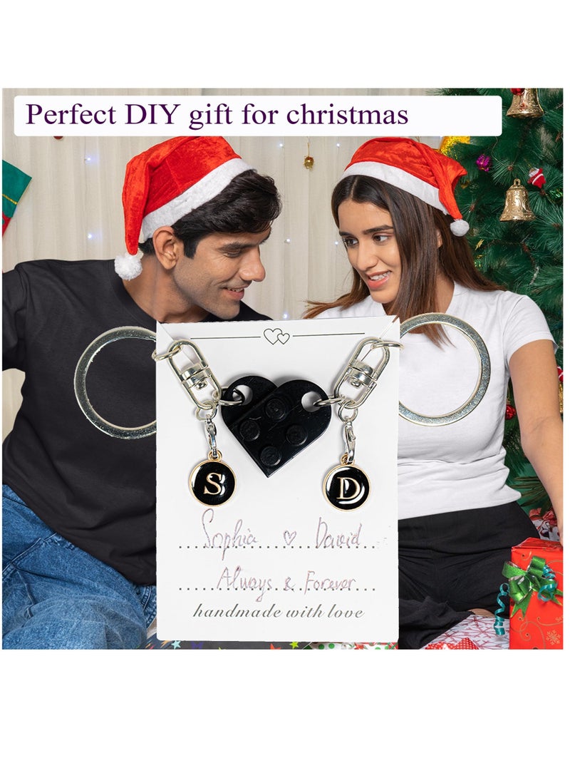 Excefore Personalized Brick Matching Couple Heart Keychain, Boyfriend Girlfriend Valentines Him Couple Gifts Full A-Z, Includes Gift Box - Image 5