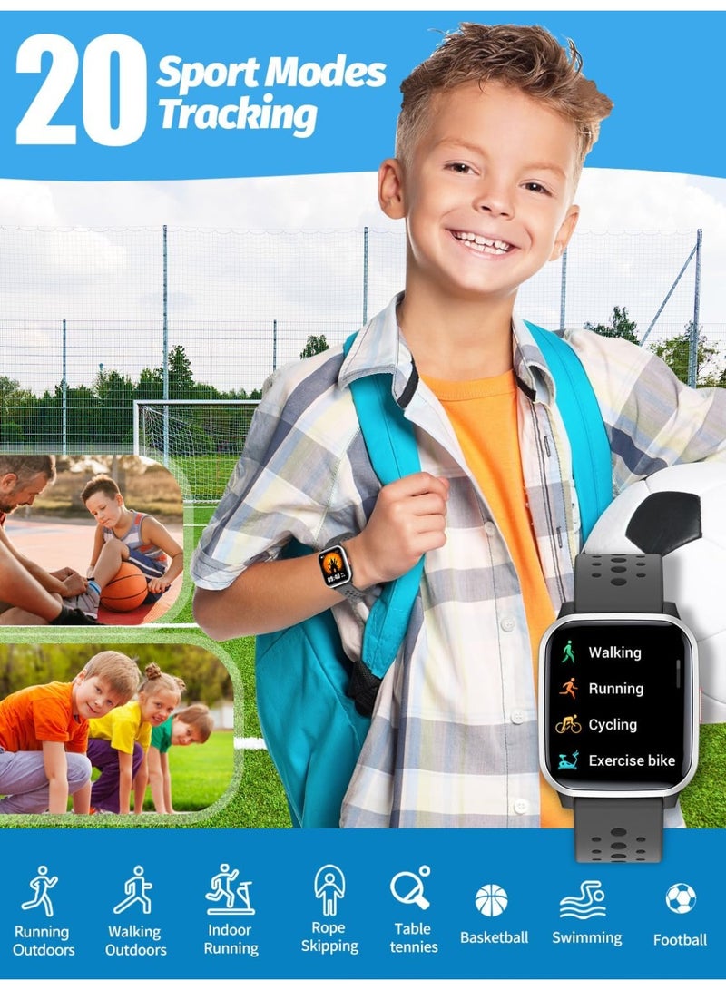 Kids Smart Watch with Sleep Tracker, 20 Sports Modes, 5 Educational Games, and Pedometer - Fun Birthday Gift for 4-16 Year Olds (Black) - Image 4