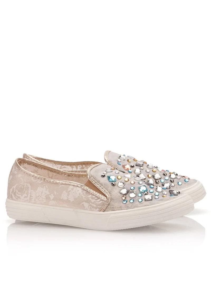QQ Fish Embelish lace Slip Ons