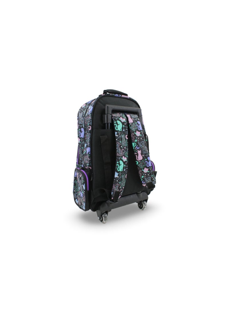 Smiggle Trolley Bag Cats and Stars Design 18 Inches – Black - Image 2