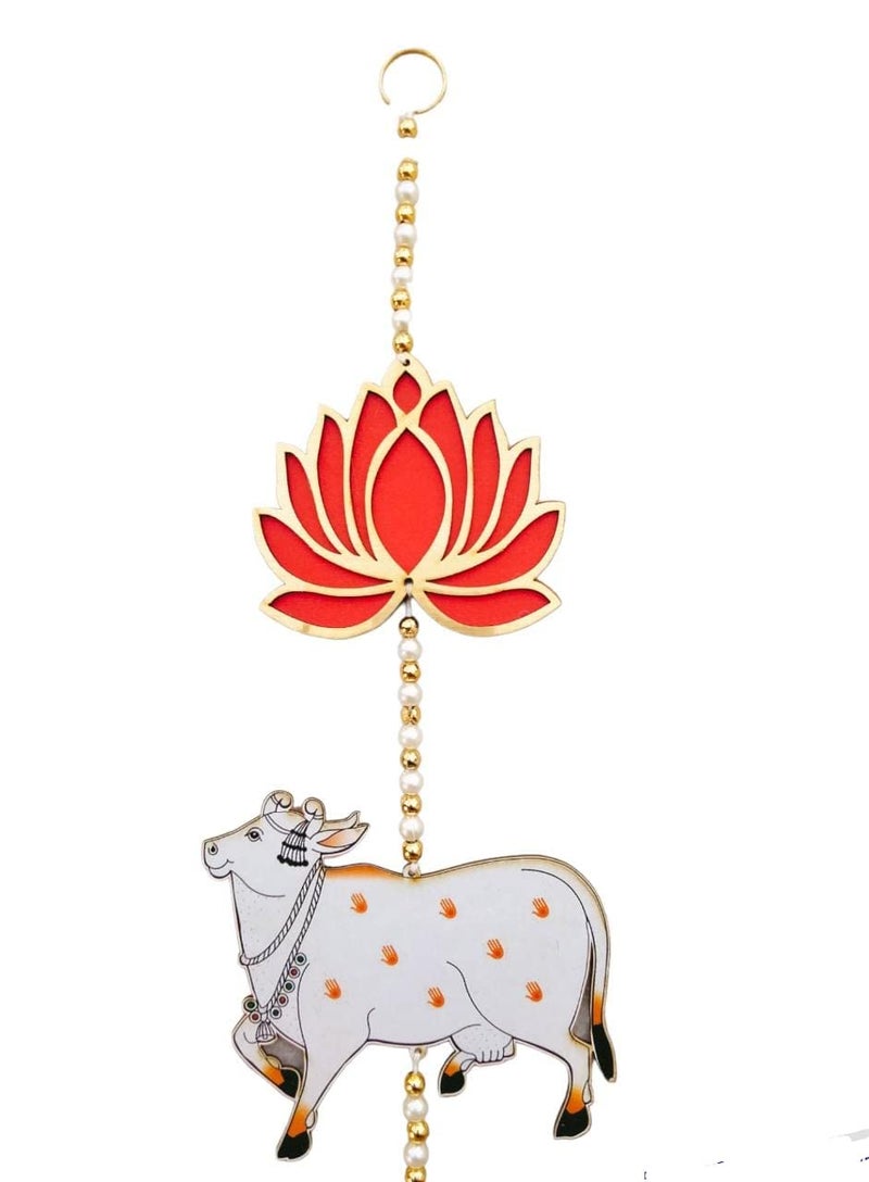 PREETENCY Lotus BellCow Hangings for DecorationFloral Wall Hangings for Temple Decor showpiece for Home Decor1 Piar2Hangings LotusCow Bell  - Image 4