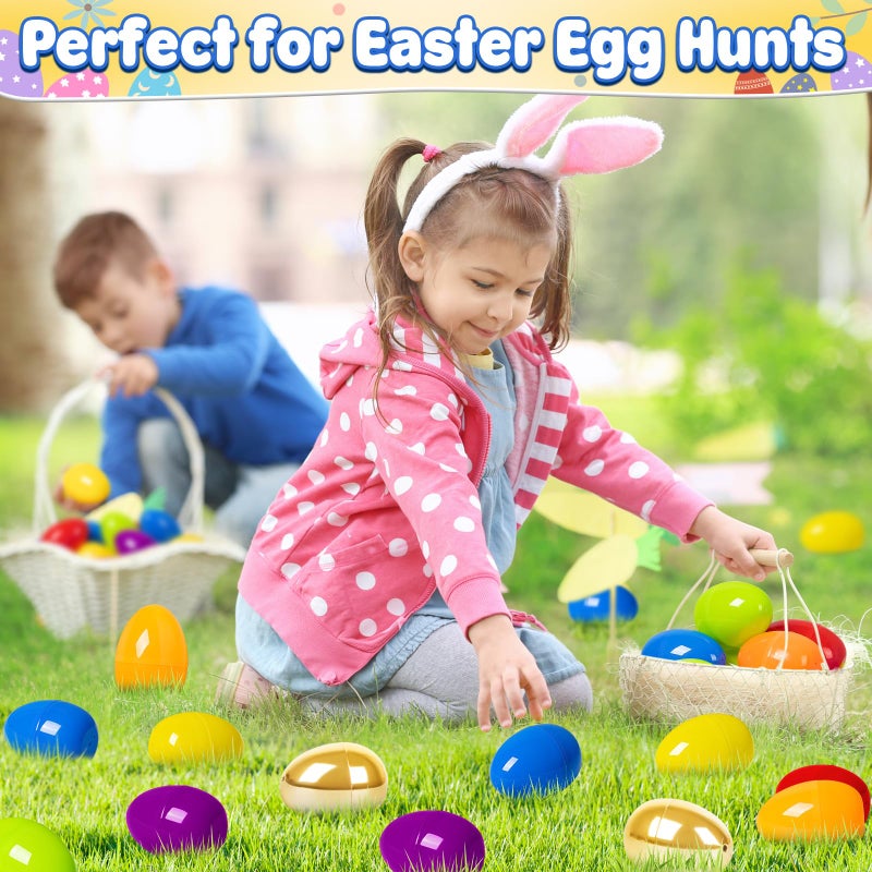 BainGesk 38 PCS 3.5" Easter Eggs with 2 Golden Eggs, Easter Eggs for Easter Hunt, Basket Stuffers Fillers, Empty Eggs Fillable with Candy, Toys, Easter Basket Essentials, Party Favor - Image 5