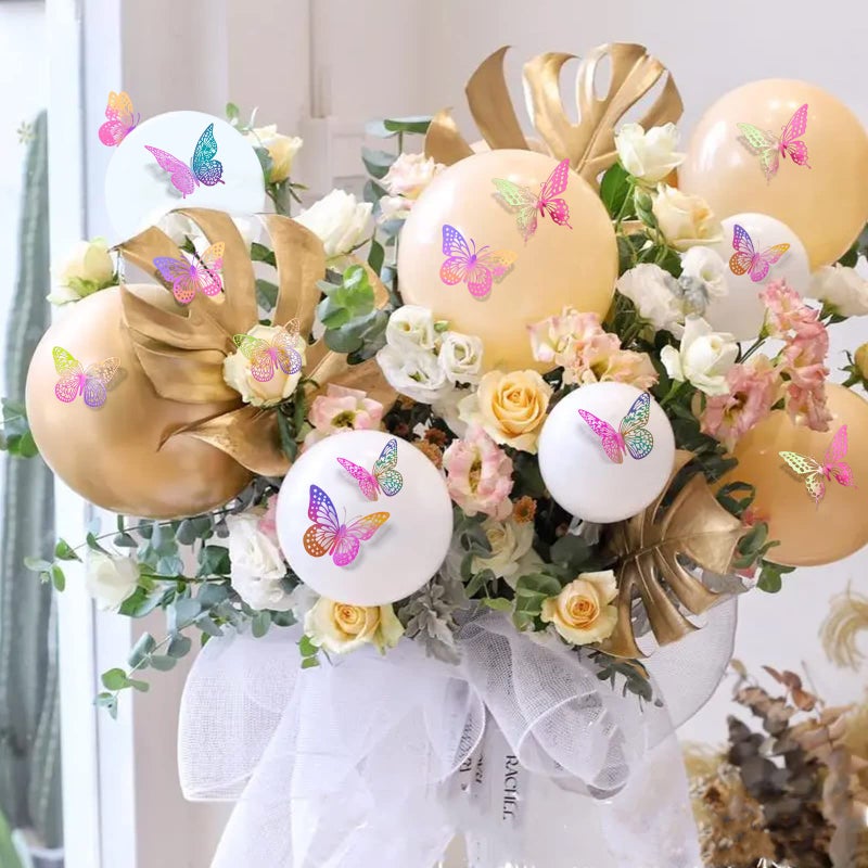 ساوروبيب Saoropeb 3D Butterfly Wall Decor 48 PCS 4 Styles 3 أحجام زخارف الفراشة الأرجواني لزخارف عيد الميلاد زخارف الحفلات زخارف الكعكة ملصقات قابلة للإزالة (ليزر Pinkpurple) - Image 3