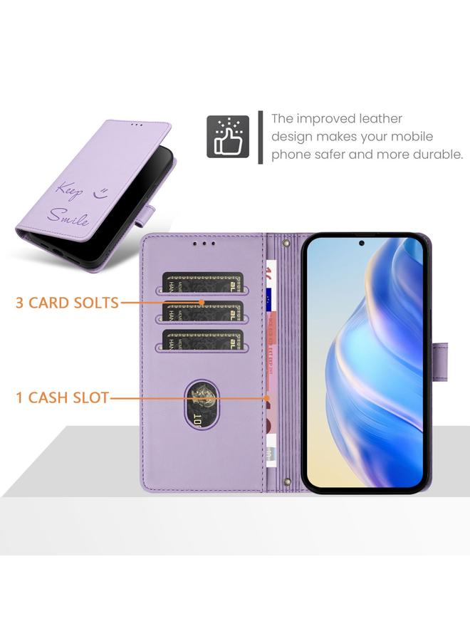 اس-توب جراب لهاتف Infinix Hot 50 4G مصنوع من الجلد بنقش ابتسامة بتقنية RFID - Image 4