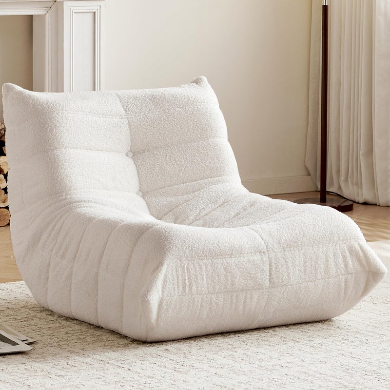 Gazecaia Comfy Bean Bag Chair for Adults Teens | Fireside Floor Lounge Chair, Soft Teddy High-Resilience Memory Foam Bean Bag Couch with Non-Slip Base, for Living Room Bedroom Apartment Office, Beige - Image 1