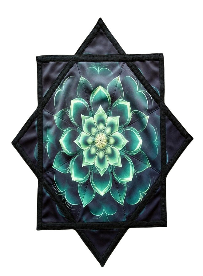 BVCY Flow Star Blacklight (UV Reactive) Beginners Spinning Cloth to Sided Print Flow Toy Fingertip Rotating Dapo Star Green (R05-style5) - Image 1