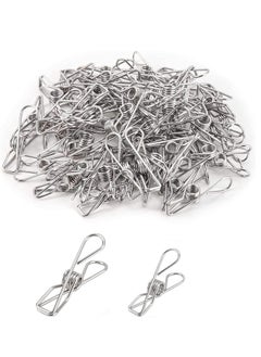 SYOSI Clothes Pins Clothes Pegs Stainless Steel Laundry Pins Clips Cloth Washing Metal Clip Silver Strong Elasticity Windproof Wire Clip Pegs Against Rust for Laundry Hanging Blanket Towel 100Pcs  - Image 1