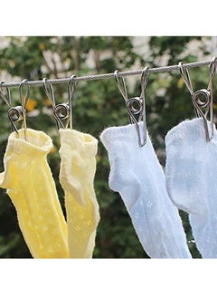 SYOSI Clothes Pins Clothes Pegs Stainless Steel Laundry Pins Clips Cloth Washing Metal Clip Silver Strong Elasticity Windproof Wire Clip Pegs Against Rust for Laundry Hanging Blanket Towel 100Pcs  - Image 2