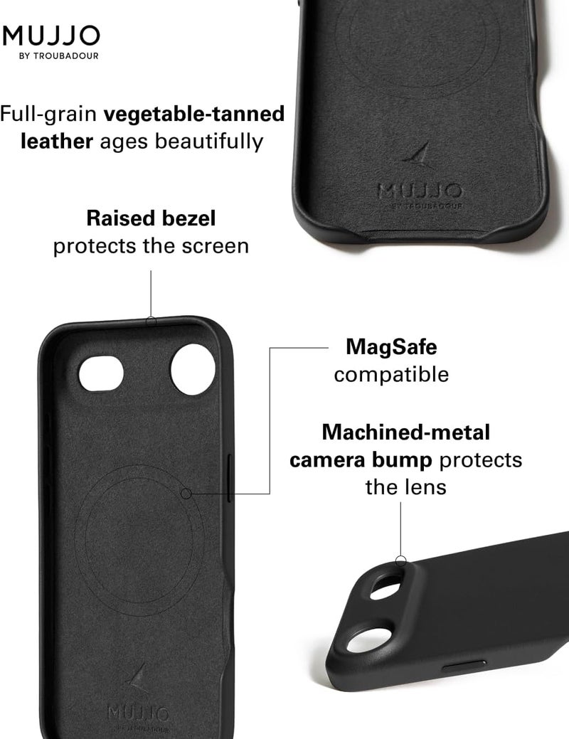 موجو جراب آيفون  جلد أسود بشحن لاسلكي مغناطيسي - Image 3