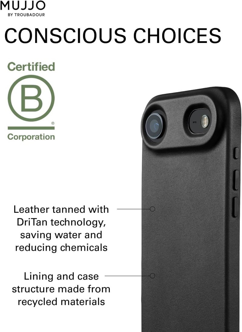 موجو جراب آيفون  جلد أسود بشحن لاسلكي مغناطيسي - Image 4