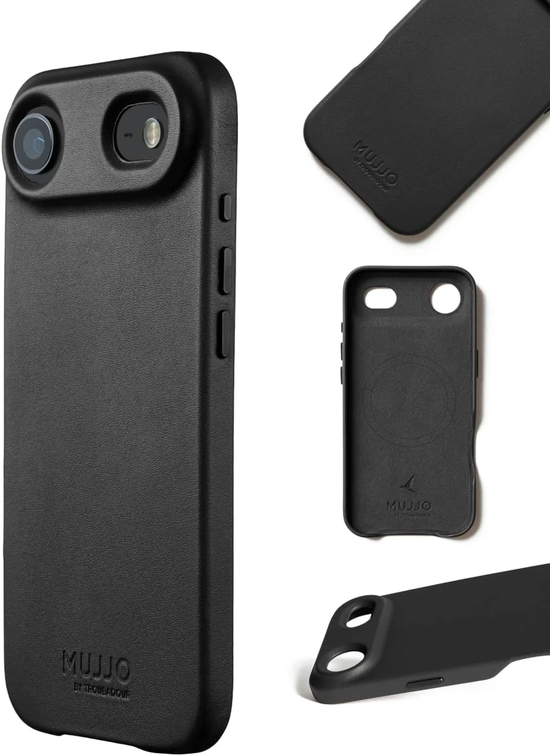 Mujjo iPhone 17 Air Leather Case - Black With Magsafe. Crafted From Premium Leather, This Luxurious Case Combines Elegance and Durability, Providing a Sleek, Sophisticated Look While Offering Superior Protection.
