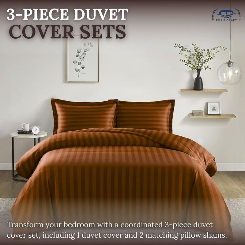 FOAM CRAFT® Stripe 3-Piece Duvet Cover Set - Mocha, California King - Image 3